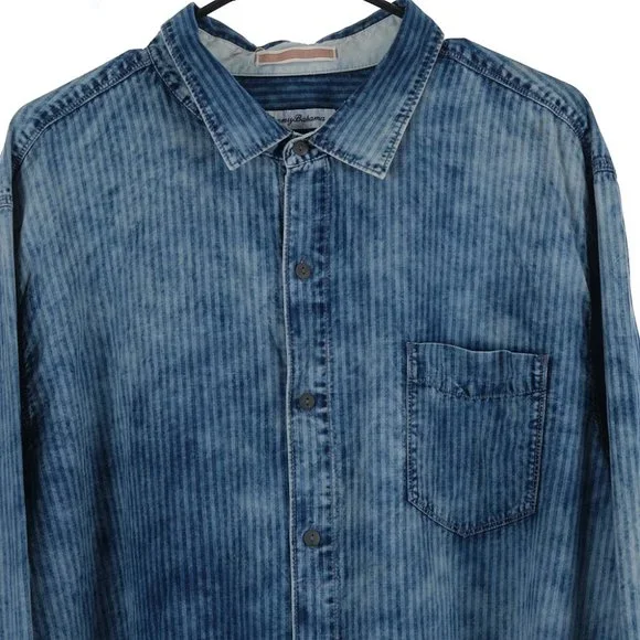 Tommy Bahama Striped Faded Button Up Men's XXL - Picture 2 of 8